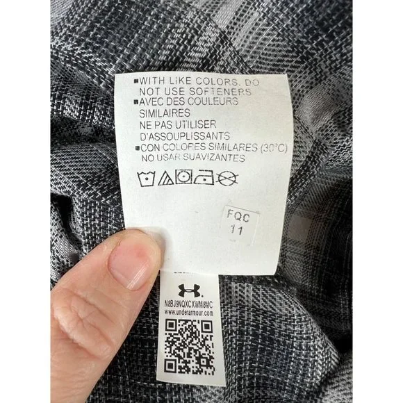Under Armour Tradesmen Flex Fitted Plaid Flannel Button Down Shirt Size XXL Grey - Picture 7 of 7